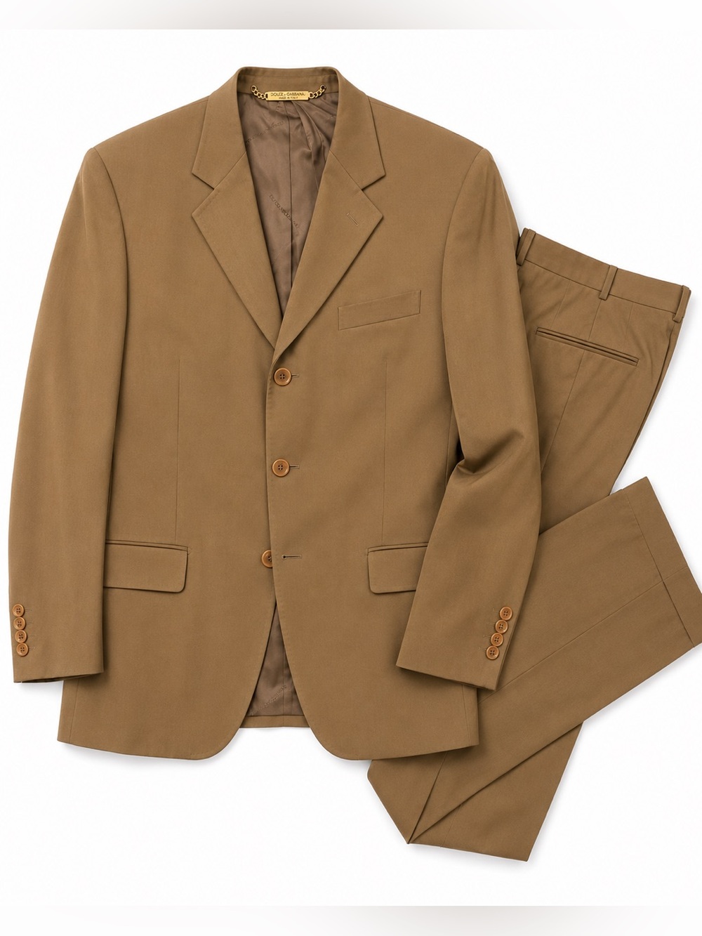 Dolce & Gabbana Men’s Brown Tan 2-Piece Suit IT 50 Made Italy COA